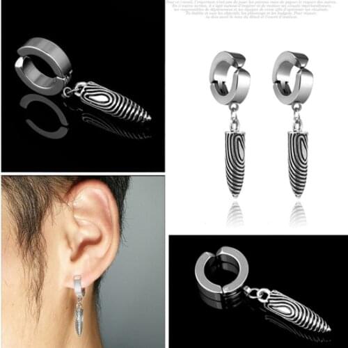 Punk Black Stainless/Titanium Steel Stud Earrings For Men and Women Gothic Street Bullet Ear clip Pop Hip Hop Ear Jewelry
