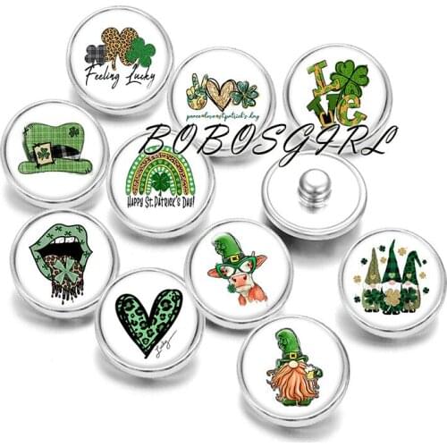 Clover St Patricks Day 12mm/18mm/20mm/25mm/30mm Round Glass Cabochon Flat Back Making Findings P5620