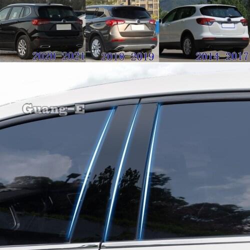 For Buick Envision 2014-2021 Car PC Material Pillar Post Cover Door Trim Window Piano Black Molding Sticker Plate 8pcs