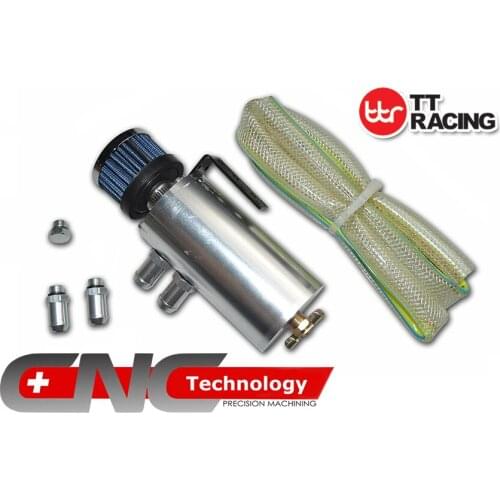 K_CAN_SI - Baffle 12mm 15mm 0.5L Oil Catch Can Reservoir Tank w/ Breather Filter Fit Nissan