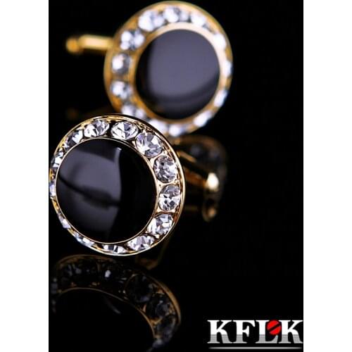 KFLK Jewelry shirt french cufflinks for men Brand Crystal Cuff link Button Gold-color High Quality Luxury Wedding guests