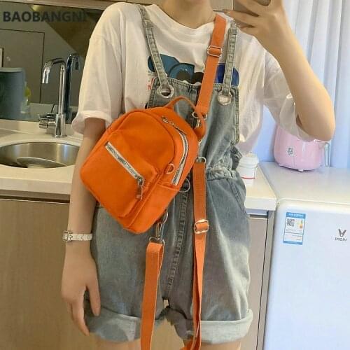 Fashion Small Mini Backpacks for Women Candy colors Canvas Shoulder Crossbody Bags Female Fanny Pack Phone Purses
