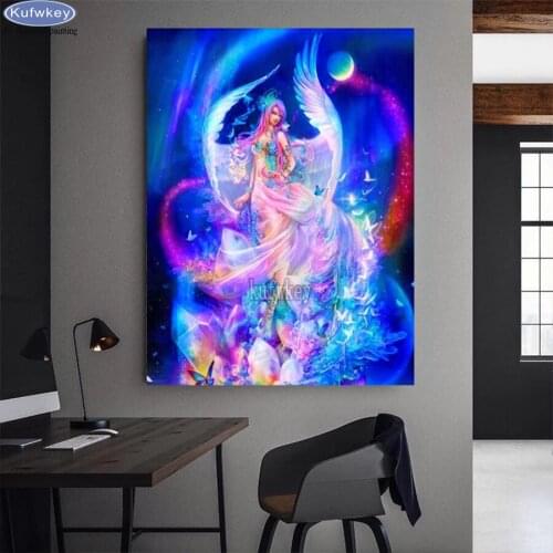 Diy Diamond Painting Angel Girl Mosaic Drill Resin Full Square Drill Diamond Embroidery Needlework Butterfly Elf Cross Stitch