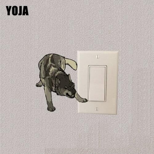 YOJA German Shepherd Dog With Teeth Decor Switch Wall Sticker Living Room Bedroom Personalized 8SS0298