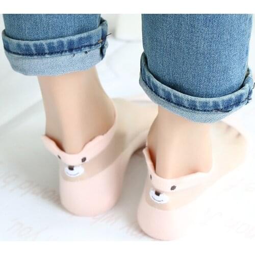 Novelty 2Pairs/Lot Women South Korean 3D Cute Cartoon Bear Cotton Thin Socks Femme Calcetines Students Ankle Meias Streetwear