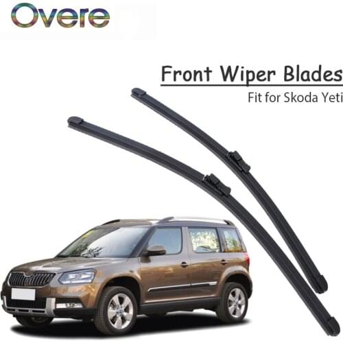 Overe 1Set Rubber Car Front Wiper Blade Kit For Skoda Yeti 2016 2015 2014 2013-2009 Windscreen Original Wiper Accessories