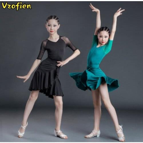 Children Latin Dance Dress Salsa Ballroom Performance Dancing Practice Clothing Girls Modern Latin Dance Competition Costume