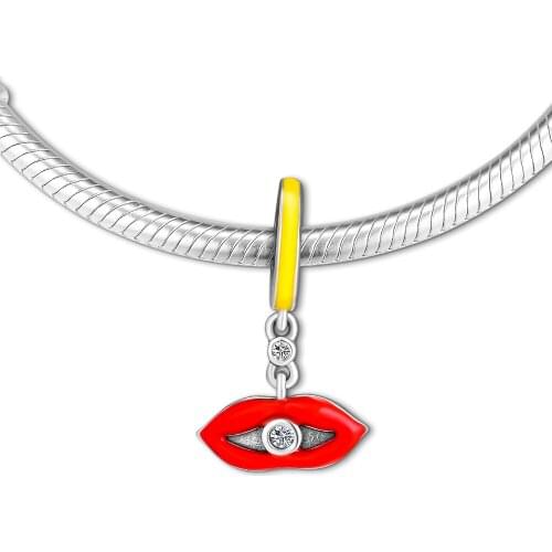 Fits for Pandora Charms Bracelets Glamour Kiss Beads 100% 925 Sterling-Silver-Jewelry Free Shipping