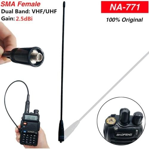 Baofeng Walkie Talkie Gain Antenna NA-771 Dual Band Two-way Radio Booster Antenna VHF/UHF SMA-Female for Baofeng UV-5R BF-888S