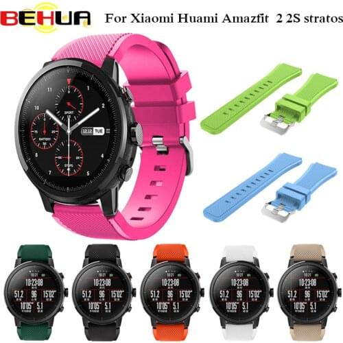 Soft Silicagel Sports Watch Band Strap For Huami Amazfit Stratos Smartwatch for Amazfit Pace Stratos 2/2S Straps 22mm Bracelet
