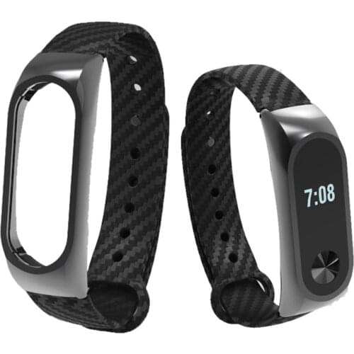 Strap for Xiaomi Mi Band 2 Band Silicone Carbon Fiber Wristband Accessories for Mi Band 2 Smart Band