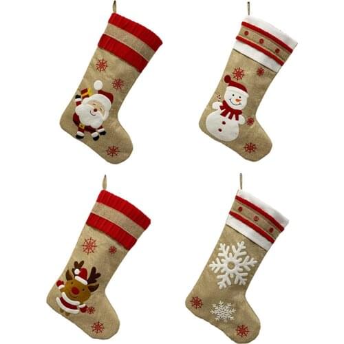 Cartoon Santa Claus Snowman Elk Snowflake Patterns Christmas Sock Gift Container