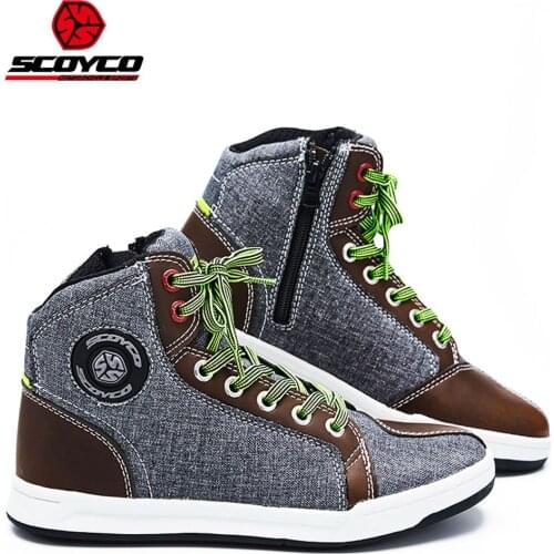 SCOYCO Motorcycle Shoes Motorbike Anti-skip Breathable Shockproof Protective Touring Casual High Ankle MTB ATV Riding Boots