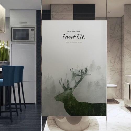 Custom Size Electrostatic Window Foil Nordic deer Decor Glass Film For Bathroom Kitchen Living Room Bedroom Balcony