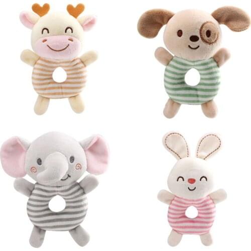 TOLOLO Soothing Baby Hand-held Toy O Type Rabbit Elephant Cartoon Animal Plush toys
