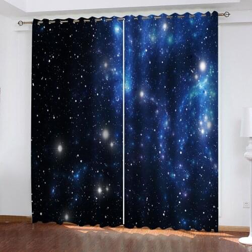 Universe Black Hole Star Scenery 3D Pattern Printing Bedroom Living Room Shade Curtain Suit Bedroom with Hook Accessories
