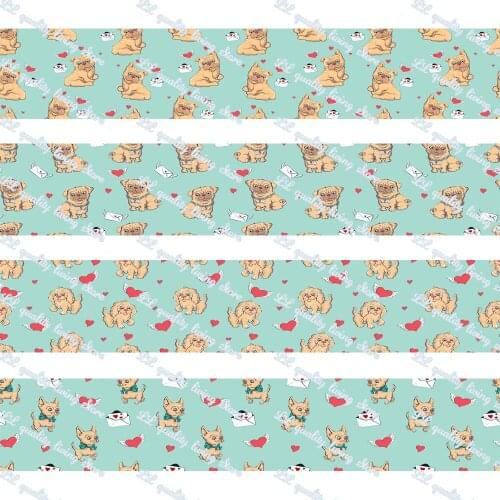 WL 2‘’Love Cute Dog Grosgrain Ribbon Gift Wrapping Hair Bow Diy Party Decoration Craft Supplies Animal Collar