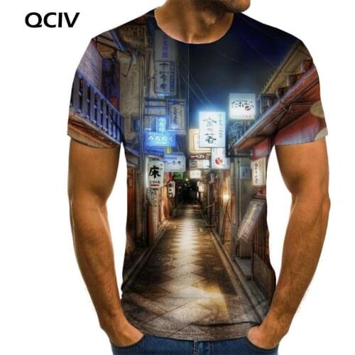 QCIV Japan T shirt Men Landscape Funny T shirts Harajuku Anime Clothes Funny Tshirts Casual Short Sleeve summer Cool Male O-Neck