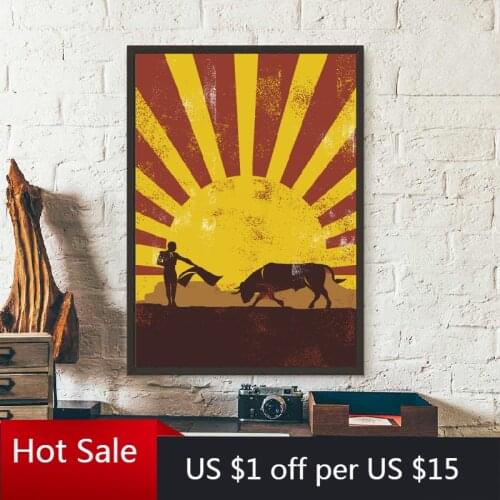 Wonderful Spanish Bullfighting Vintage Poster Art Canvas Painting Prints Silhouette Retro Picture for Living Room Decor Wall Dec