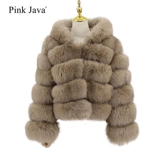 Pink java QC20110 women winter fur coats real fox fur coat natural fur jacket hood fur coat luxury fashion fur clothes wholesale