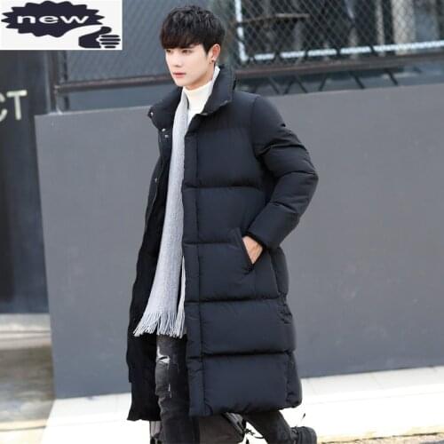 Winter Korean Slim Fit Mens Long Parka Coats Big Boy Thicken Down Jacket Stand Collar Windbreaker Warm Overcoat Large Size M-4XL
