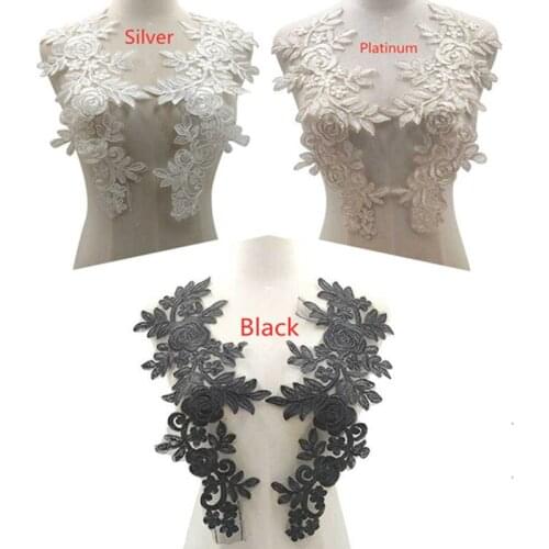1Pair High Quality Black Lace Collar DIY Embroidery Applique Neckline Decorative Accessorie Wedding Dress Fabric Sewing Supplies