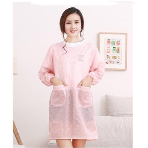 1PC Woman Long sleeved Apron Adjustable Apron Overalls Anti Oil Stain Pockets for Waiter Kitchen Anti Dress Overclothes ND 002
