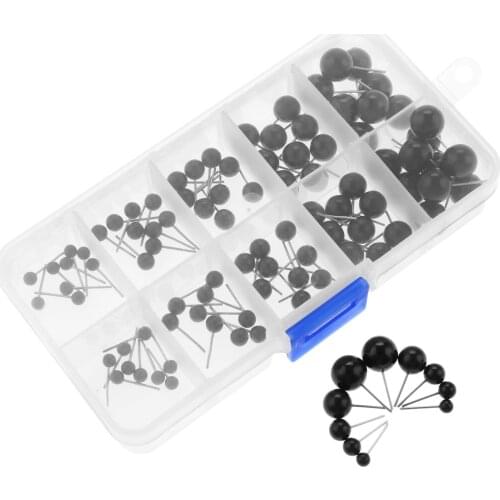 100Pcs Black 4 5 6 8 10mm Glass Eyes Needle Felting Bears Toys Doll DIY Animals Fittings Arts DIY Crafts With Storage Box