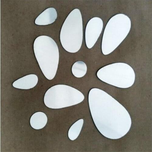 12PCS 3D Cobblestone Mirror Wall Sticker DIY For Living Room Bedroom TV background Mirror Mural Wall Decal Art Home Decor