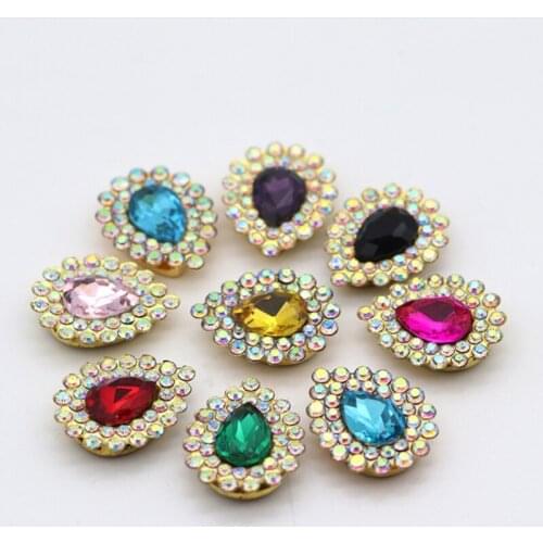 20Pcs Double Water Drop Sunflower Glass Water Diamond Decorative Accessories Dress Dance Costume Decorative Diamond Accessories
