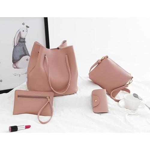 4Pcs/set Leather Women Handbag Shoulder Bag Tote Card Holder Purse Messenger Satchel Top Handle Bags