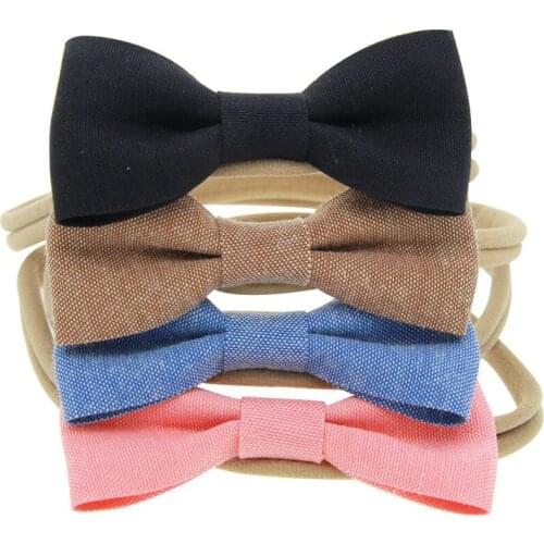 Yundfly 4pack Bow Headband Girls Hairbow Kids Elastic Hair Accessories Bows Nylon Hairbands Newborn Photography Props