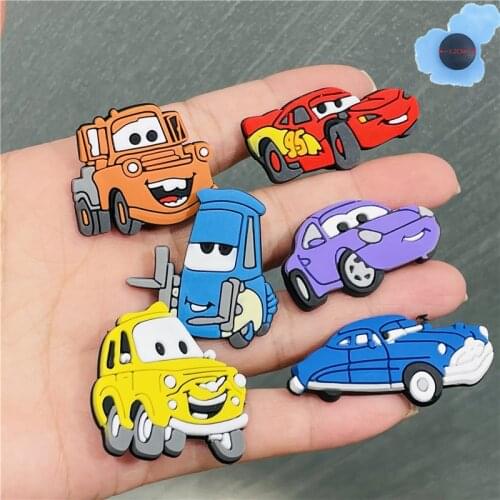 50pcs Wholesale PVC Mix Cool Transportation Shoes Accessories Garden Shoe Decorations Fit Children Croc Jibz Charm