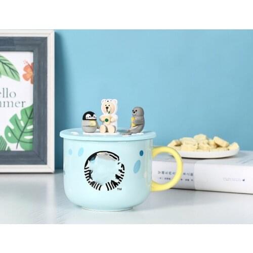 Net celebrity same paragraph ocean seabed whale polar bear penguin silicone cover mug ceramic mug coffee cup mugs