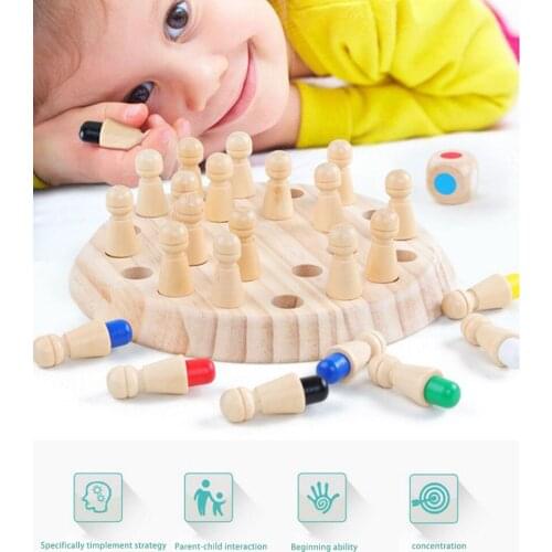Kids Wooden Memory Match Stick Chess Game Fun Block Board Game Educational Color Cognitive Ability Toy For Children