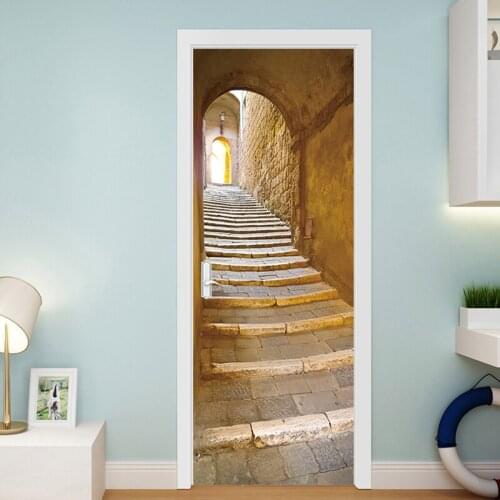 Door Decoration Wallpaper Removable 3D Wall Sticker Telephone Box Mural Self-Adhesive Vinyl Decal Home Decor Door Stickers