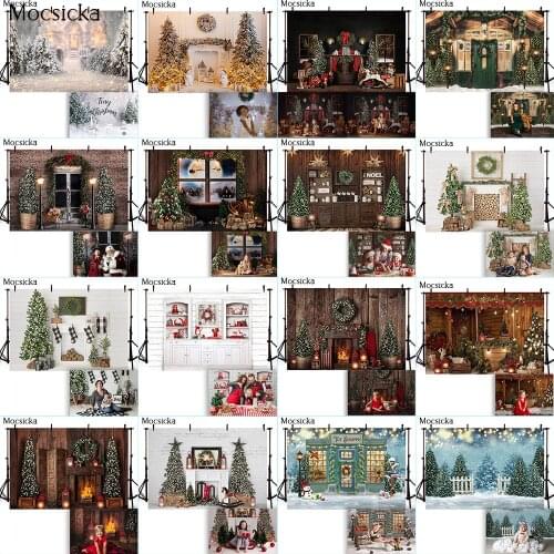 Newborn Kids Christmas Portrait Photography Background Fireplace X-mas Holiday Background for Photo Studio Winter Snow Scenery