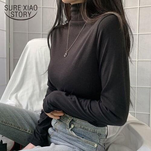 Korean Ins Autumn and Winter Slim Wild Bottoming Shirt Solid Color Half-Collar Fleece-Lined Warm Design Long Sleeve Shirt 11544