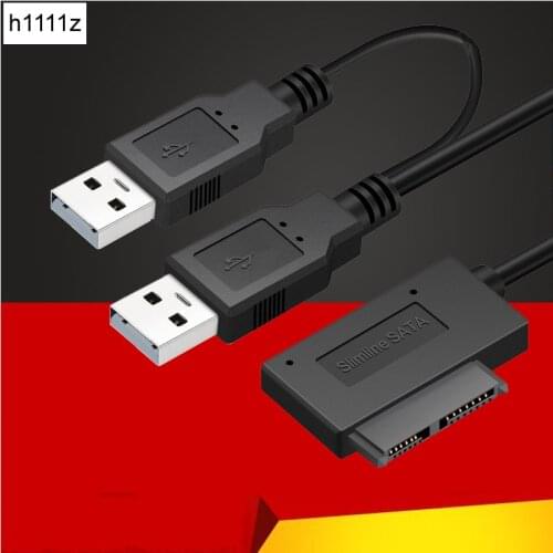 USB2.0 to 6+7 13Pin Slimline Slim SATA Cable With External USB 2.0 Power Supply For Laptop CD-ROM DVD-ROM ODD Adapter Converter