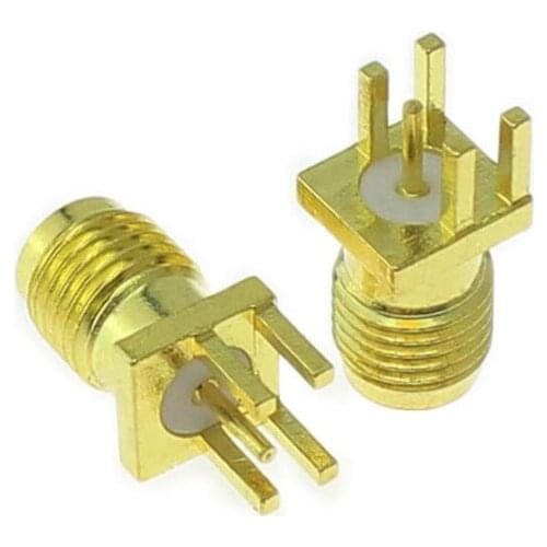 100pcs SMA Connector One-sided Foot Four Corners SMA-KHD Outer Thread Inside Hole SMA-KE RF Seat Antenna Block