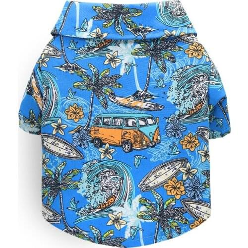 Summer Cat Dog Shirt Vacation Dog Pet Clothing Pomeranian Poodle Bichon Schnauzer Costume Puppy Outfit Small Dog Apparel Coat