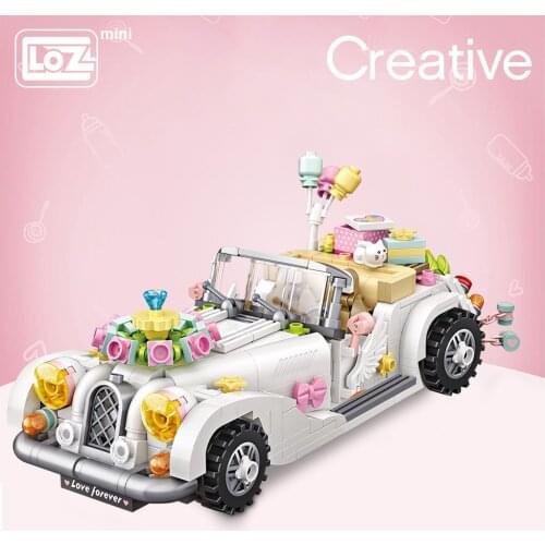LOZ Mini Building Blocks White wedding car Assemable Kids Educational Toys for Children Technic Girl Play House