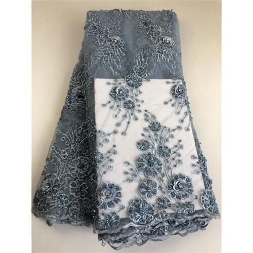 Best Quality African Tassel Beads French Lace Fabrics Embroidered Appliqued Lace Fabric For Wedding Dress H0176