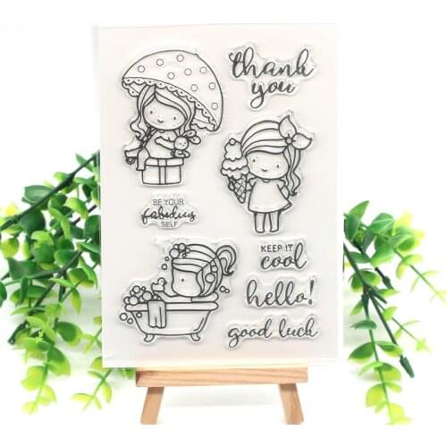 Cute girl Transparent Clear Silicone Stamp/Seal for DIY scrapbooking/photo album Decorative clear stamp 485