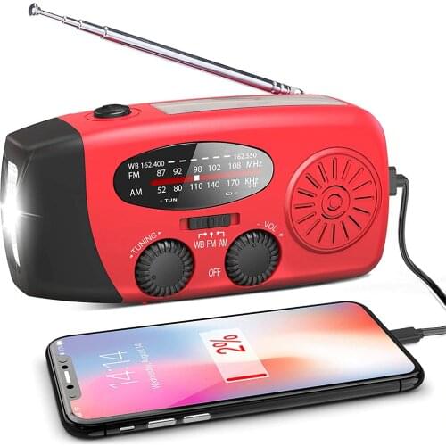 2020 Multifunctional Hand radio Solar Crank Dynamo Powered AM/FM/NOAA Weather Radio Use Emergency LED Flashlight and Power Bank