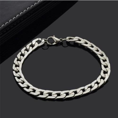 Men Stainless Steel Tone Bracelets Mens Hand Wrist Chain14mm Width Curb Chain Link Bracelet Fashion Jewelry Gift