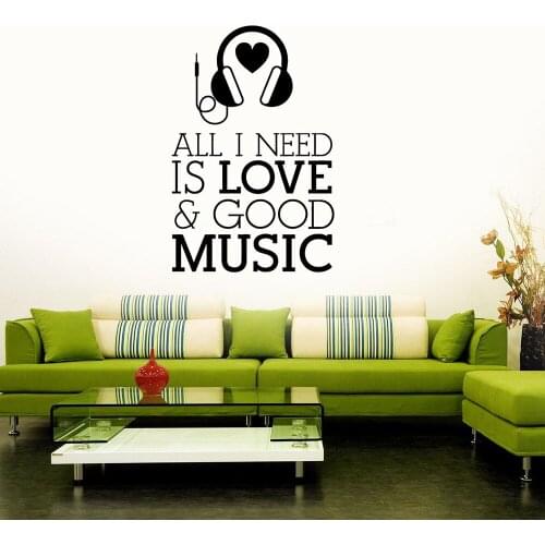 Music Headphones Pattern Art Decals Musical Room Decoration Wall Decal Vinyl Sticker for Children Bedroom Kids Gift A243