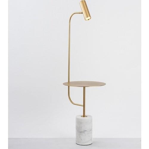 NEW simple modern creative bedroom floor lamp living room Iron bracket floor light gold black metal body marble base led lamp