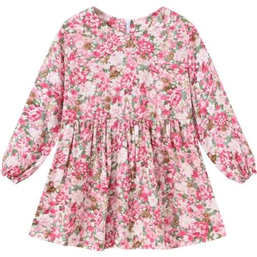 Girls' Dresses Baby Girl Fashion Flower Skirts Round Collar Long Sleeves Lovely Dress Spring Autumn CRL088