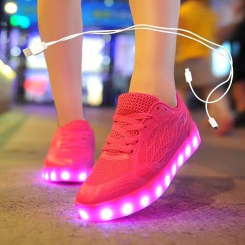 Size 35-40 USB chargering Led Shoes for kids & adults Light Up Sneakers for boys girls men women Glowing Party Shoes